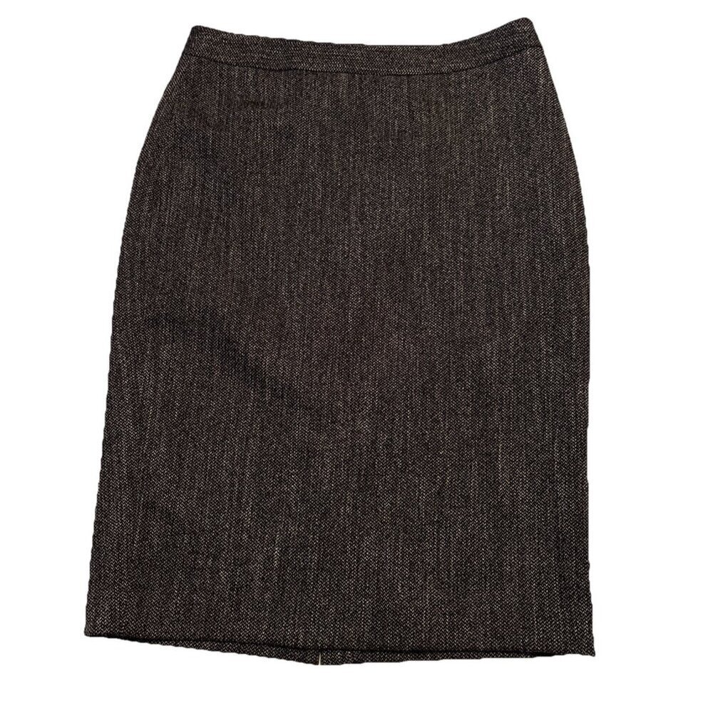 Ann Taylor Gray Tweed Skirt Size  8 Tall Lined Zips In Back